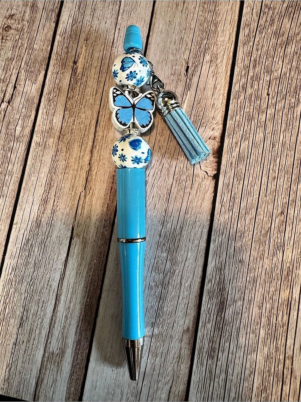 Blue butterfly Floral Charm Pen